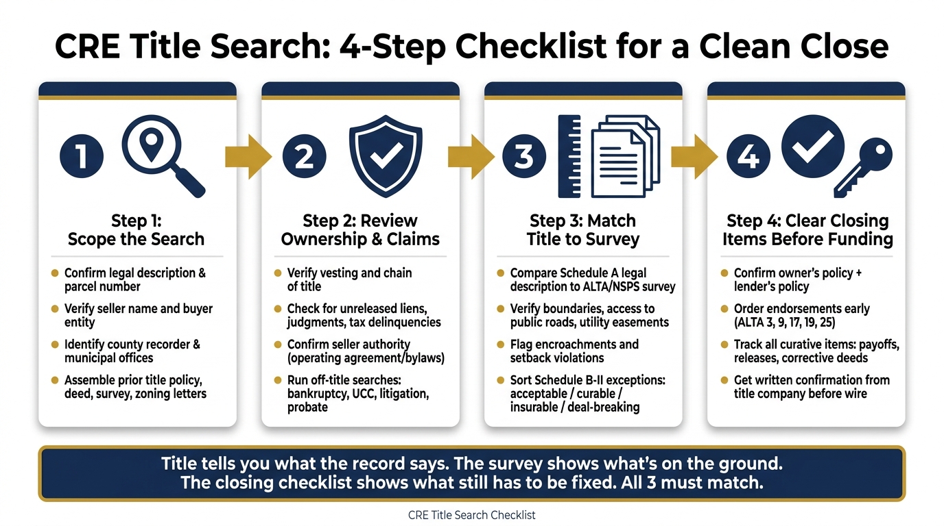 CRE Title Search: 4-Step Checklist for a Clean Close