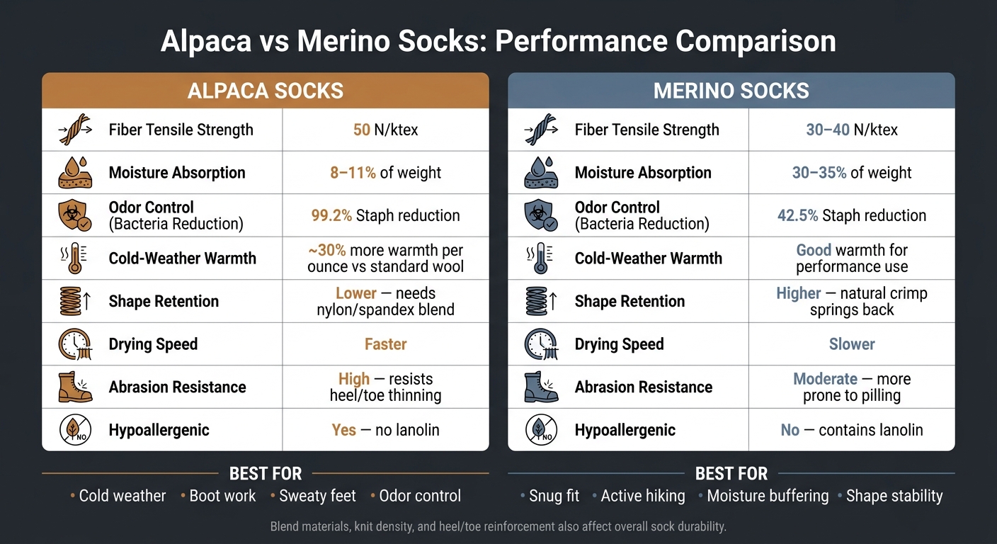 Alpaca vs Merino Socks: Key Performance Stats Compared