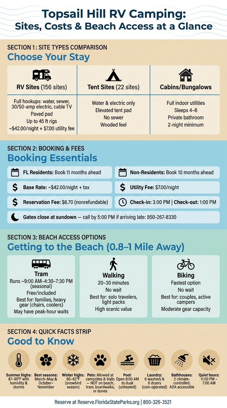 Topsail Hill RV Camping: Sites, Costs & Beach Access at a Glance