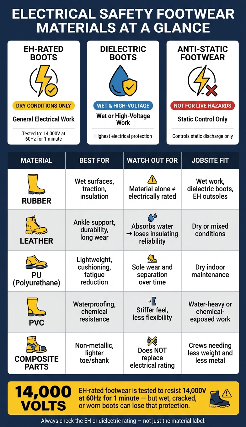 Electrical Safety Footwear Materials: EH vs Dielectric vs Anti-Static