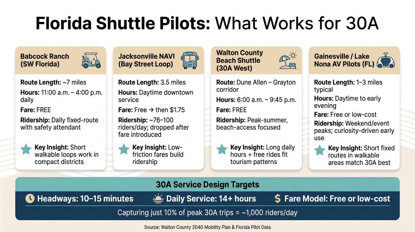 South Walton 30A Shuttle Pilots: Key Stats & Service Comparison
