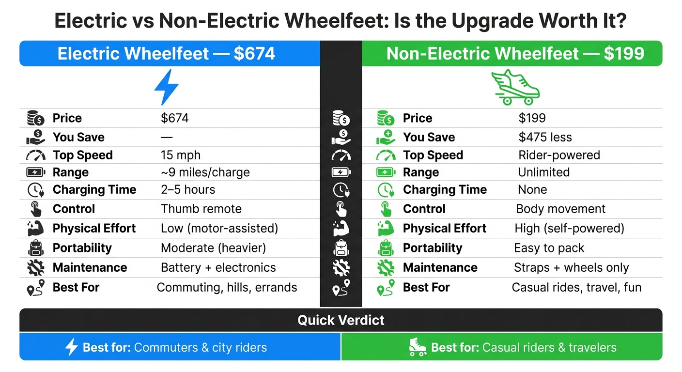 Electric vs Non-Electric Wheelfeet: Side-by-Side Comparison