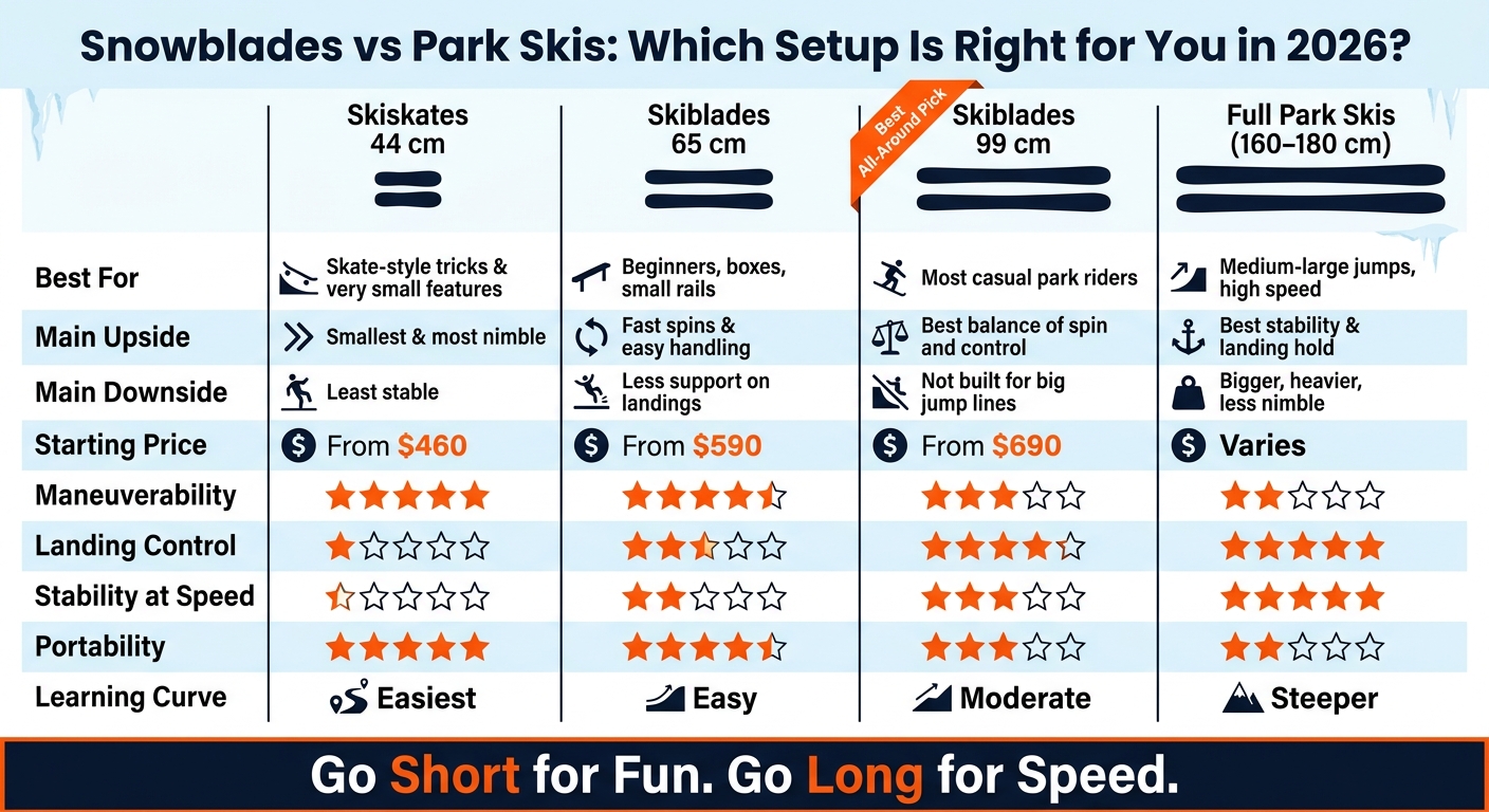 Snowblades vs Park Skis: Which Setup Is Right for You in 2026?