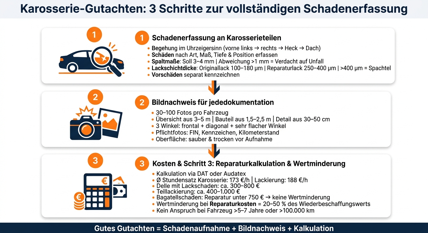 Karosserie-Gutachten: 3 Schritte zur vollständigen Schadenerfassung