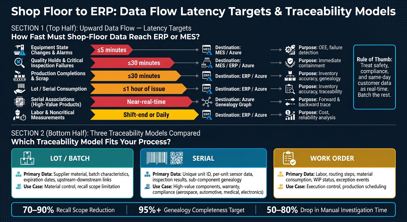 Track & Trace AI: Data Latency Targets & Traceability Models for Manufacturing