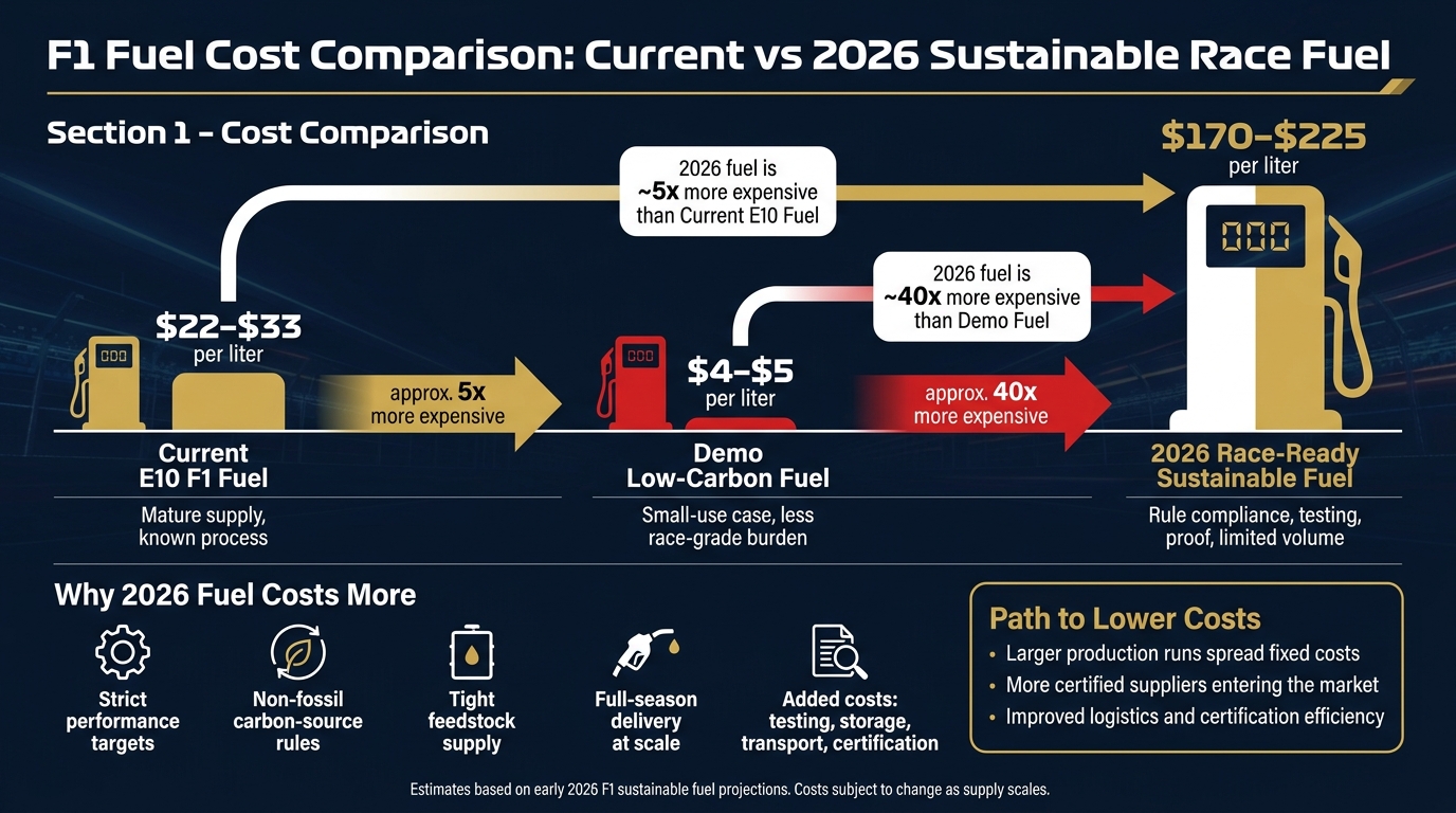 F1 Fuel Costs 2026: E10 vs Sustainable Race Fuel Price Breakdown