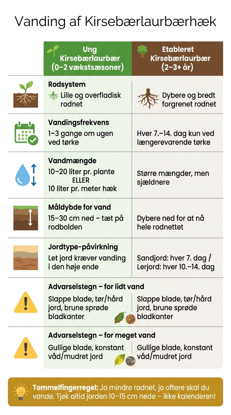Ung vs. Etableret Kirsebærlaurbær: Vandingsguide