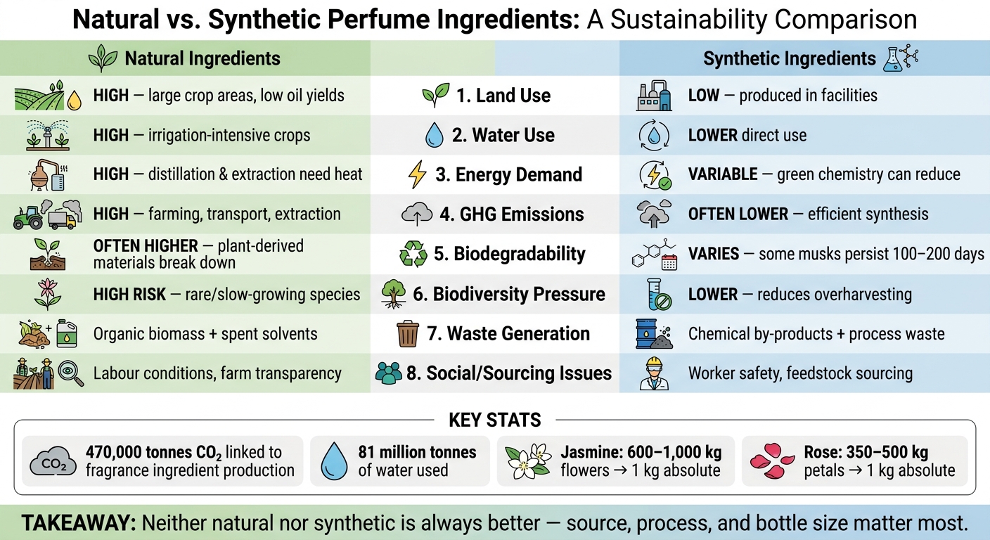 Natural vs Synthetic Perfume Ingredients: Sustainability Comparison