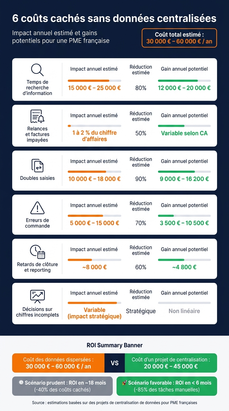6 coûts cachés des données non centralisées : impact et gains pour une PME