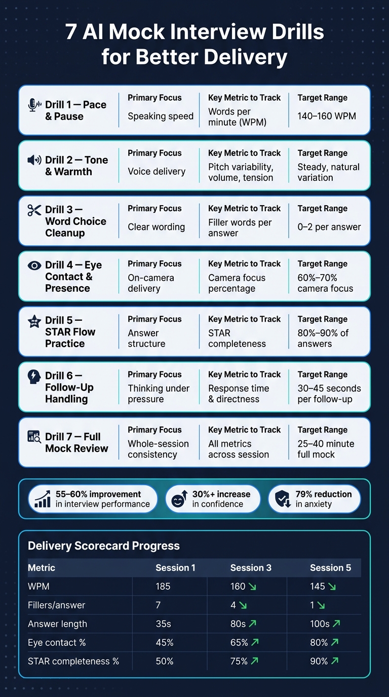 7 AI Mock Interview Drills: Key Metrics & Targets at a Glance