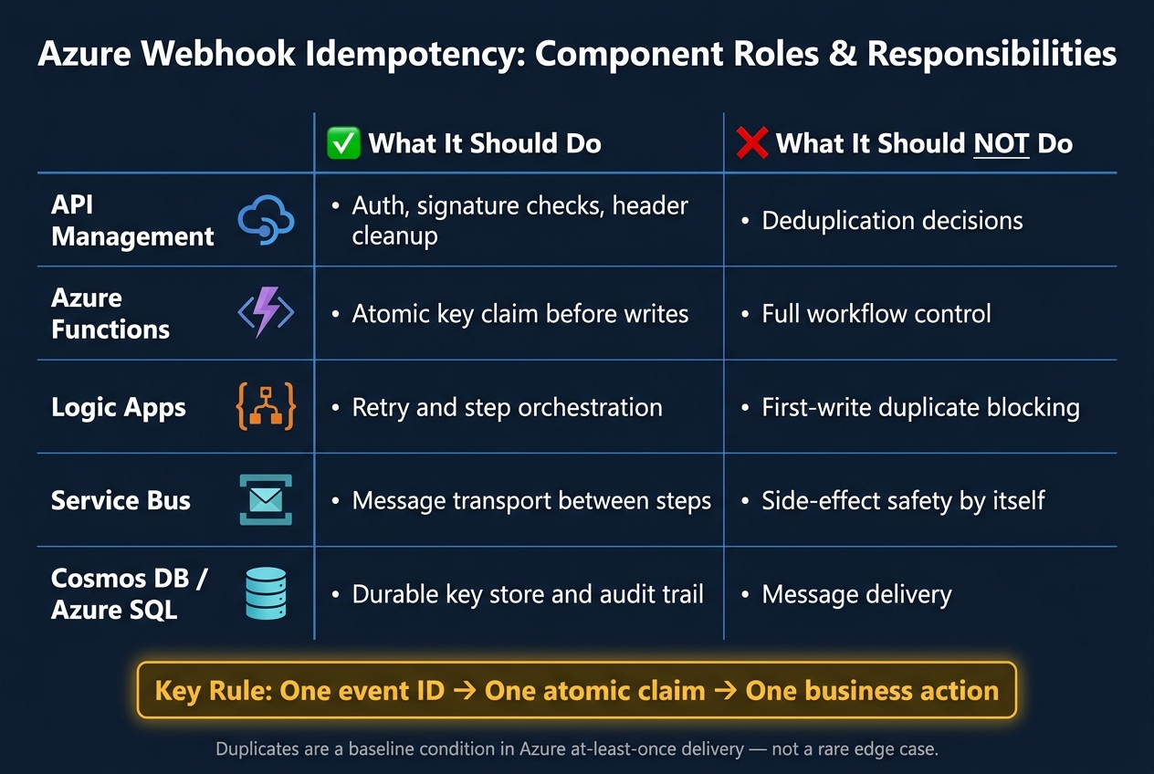 Azure Webhook Idempotency: Component Roles & Responsibilities