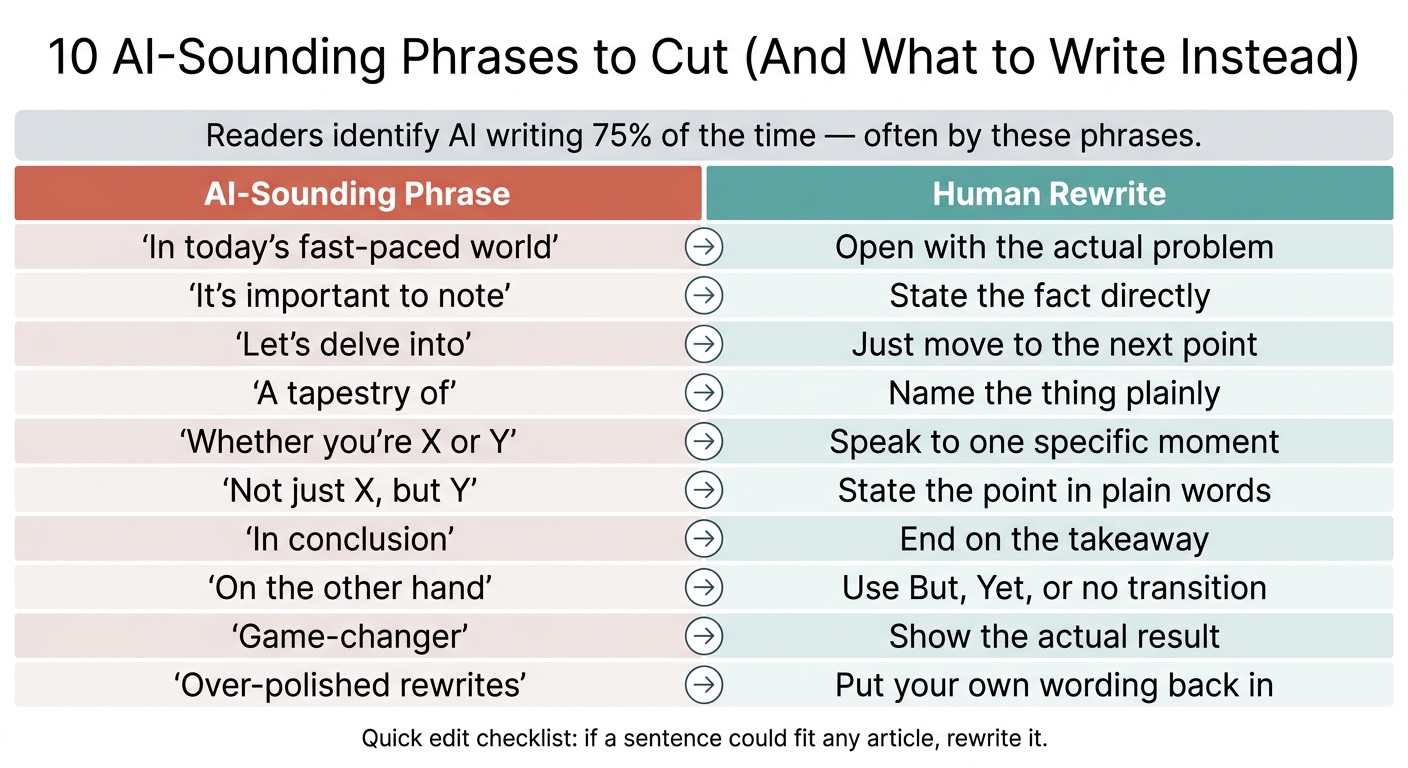 10 AI Phrases to Cut & Their Human Rewrites