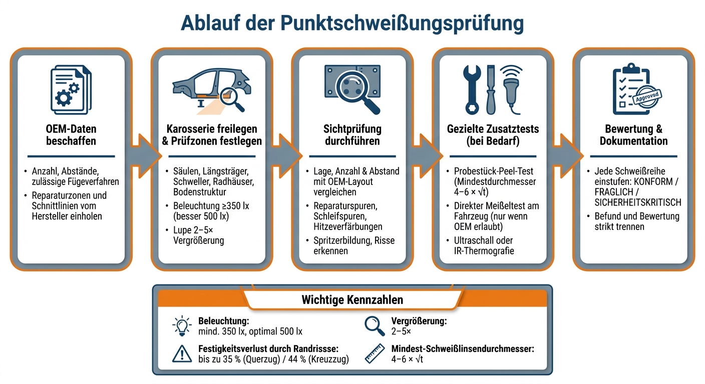 Punktschweißung prüfen: 5-Schritte-Ablauf für Sachverständige