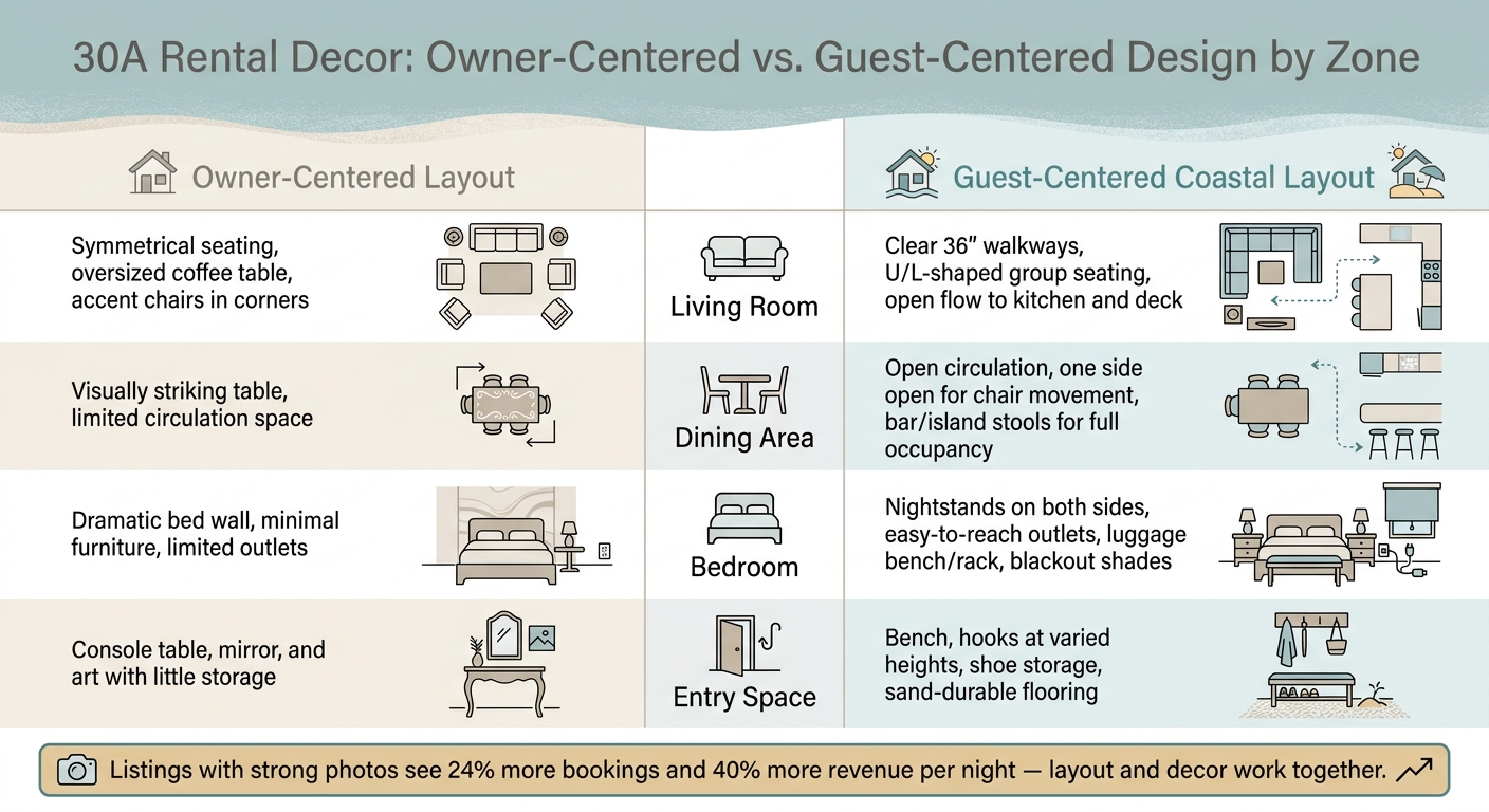 30A Rental Decor: Owner-Centered vs. Guest-Centered Design by Zone