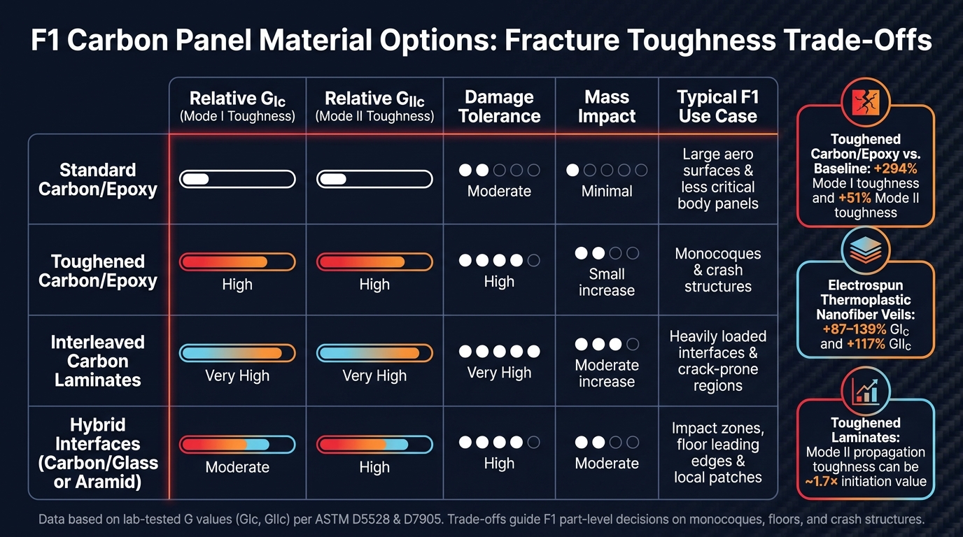 F1 Carbon Panel Material Options: Fracture Toughness Trade-Offs