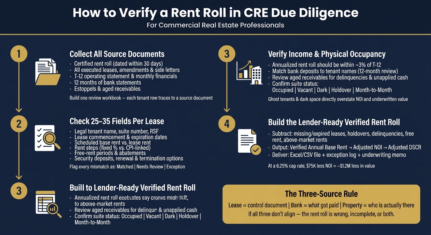 Rent Roll Verification Process: 4-Step CRE Due Diligence Framework