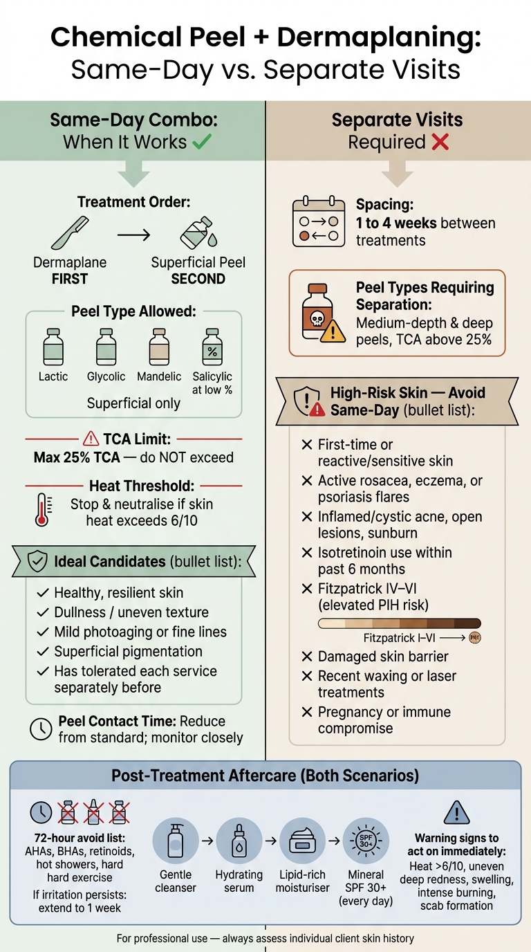 Chemical Peel + Dermaplaning: Same-Day vs. Separate Visits Guide