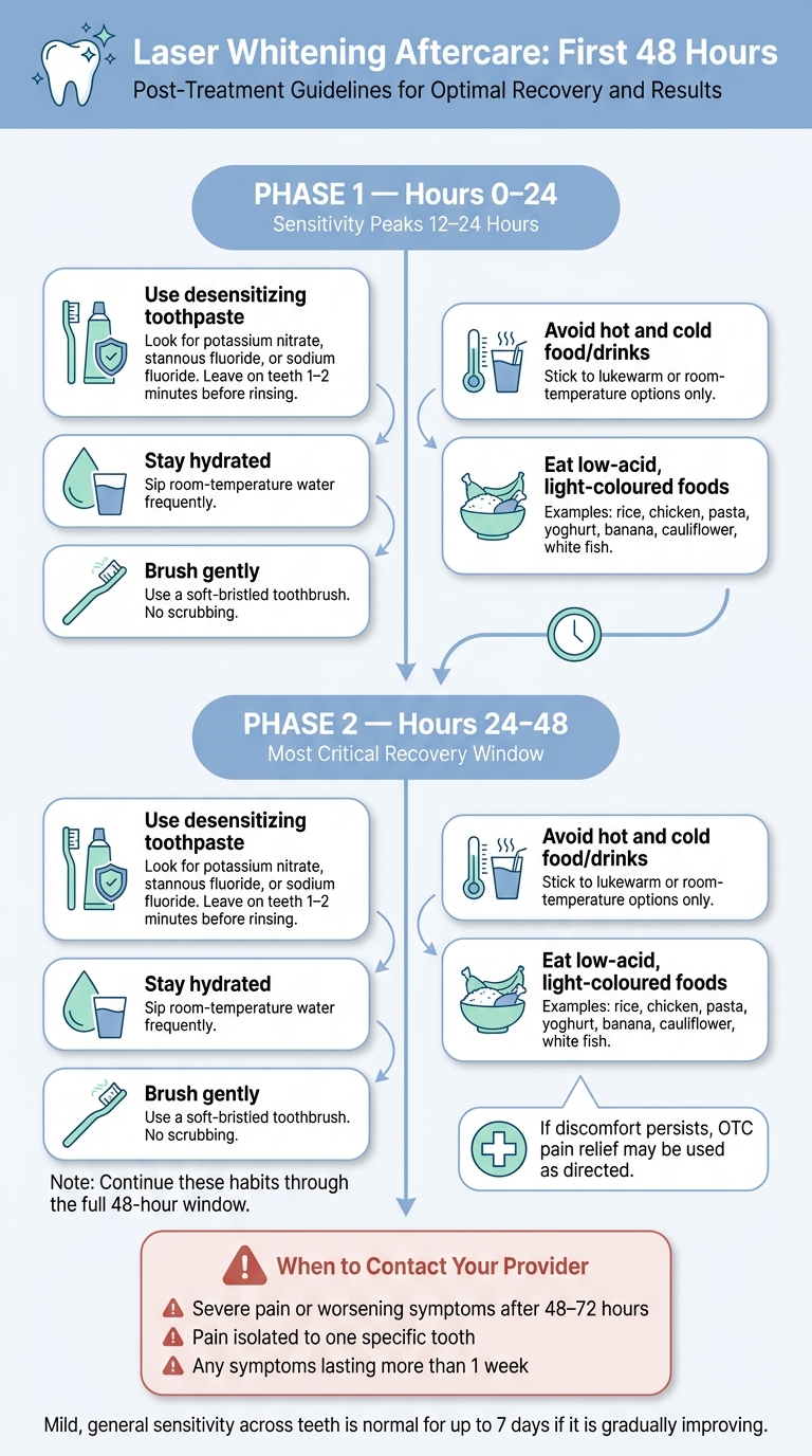 Laser Teeth Whitening Aftercare: First 48 Hours Timeline