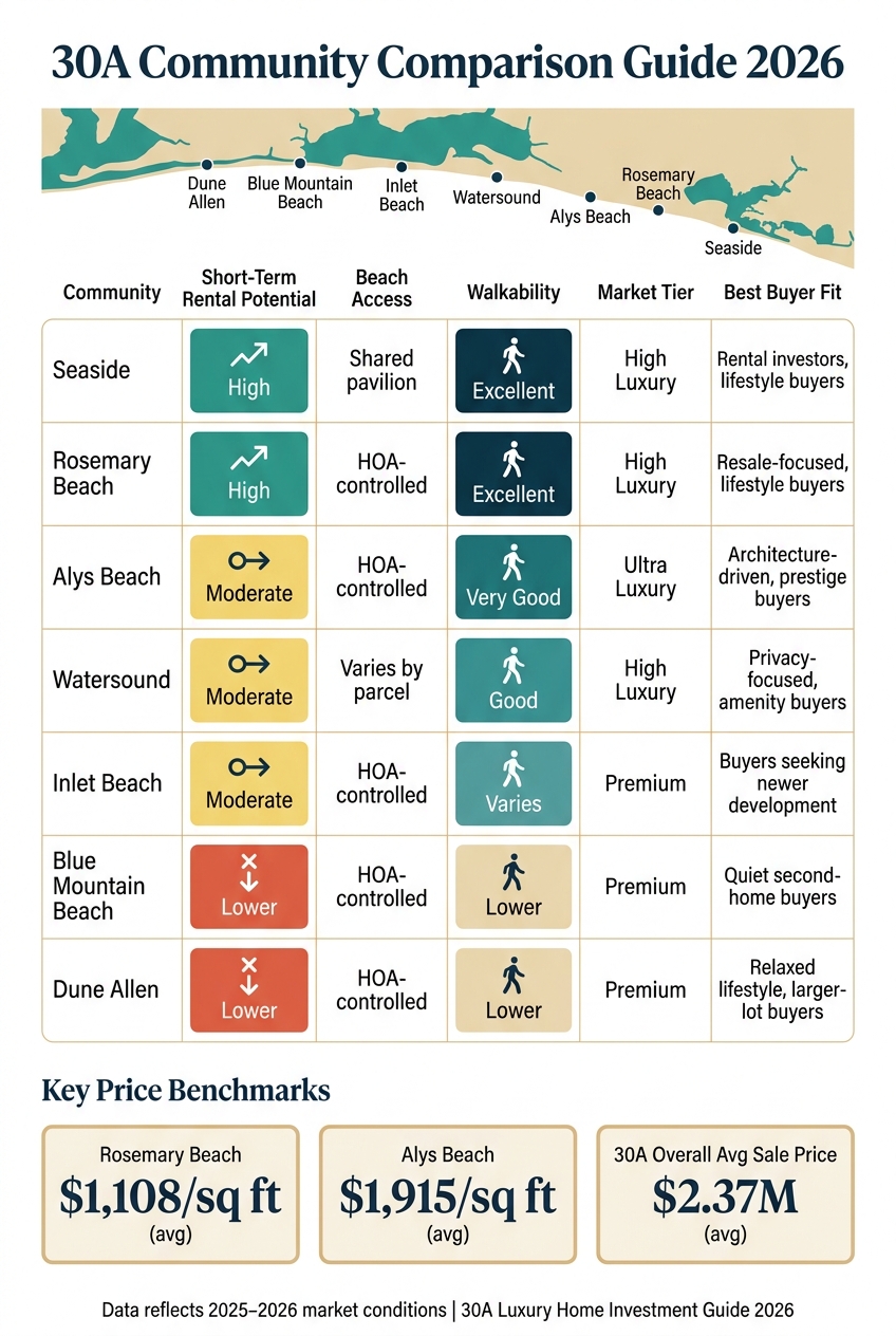 30A Luxury Real Estate: Community Comparison Guide 2026