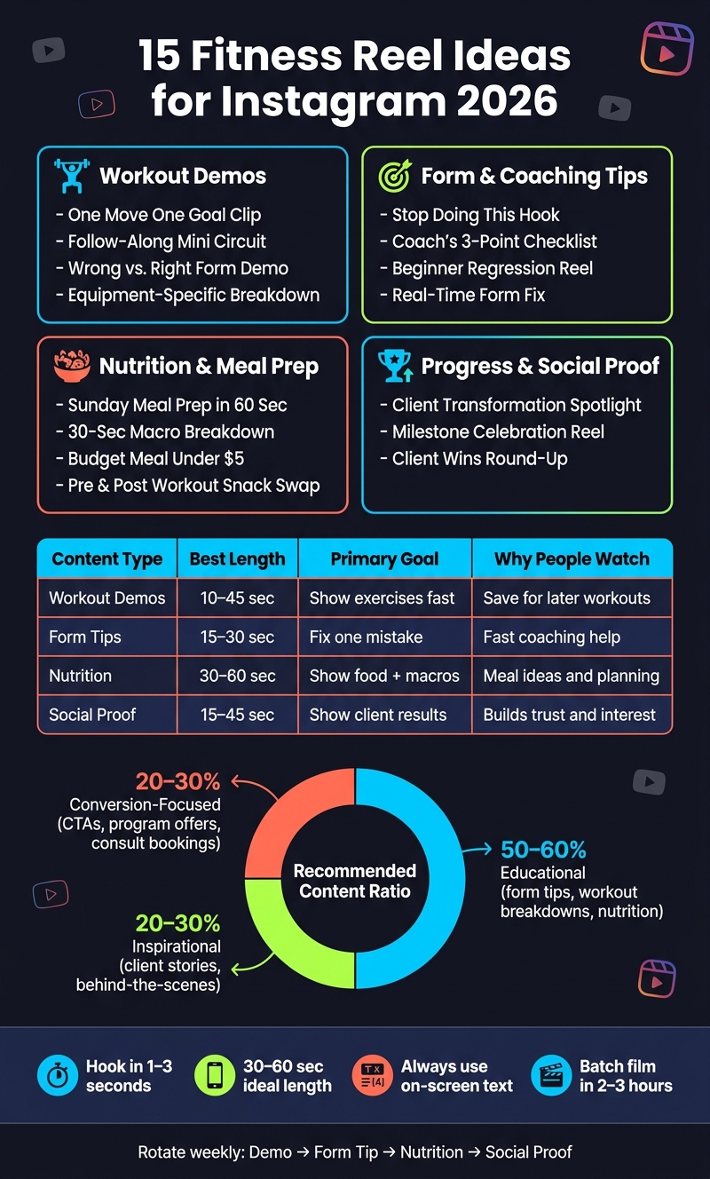15 Fitness Reel Ideas for Instagram 2026: Content Pillars at a Glance