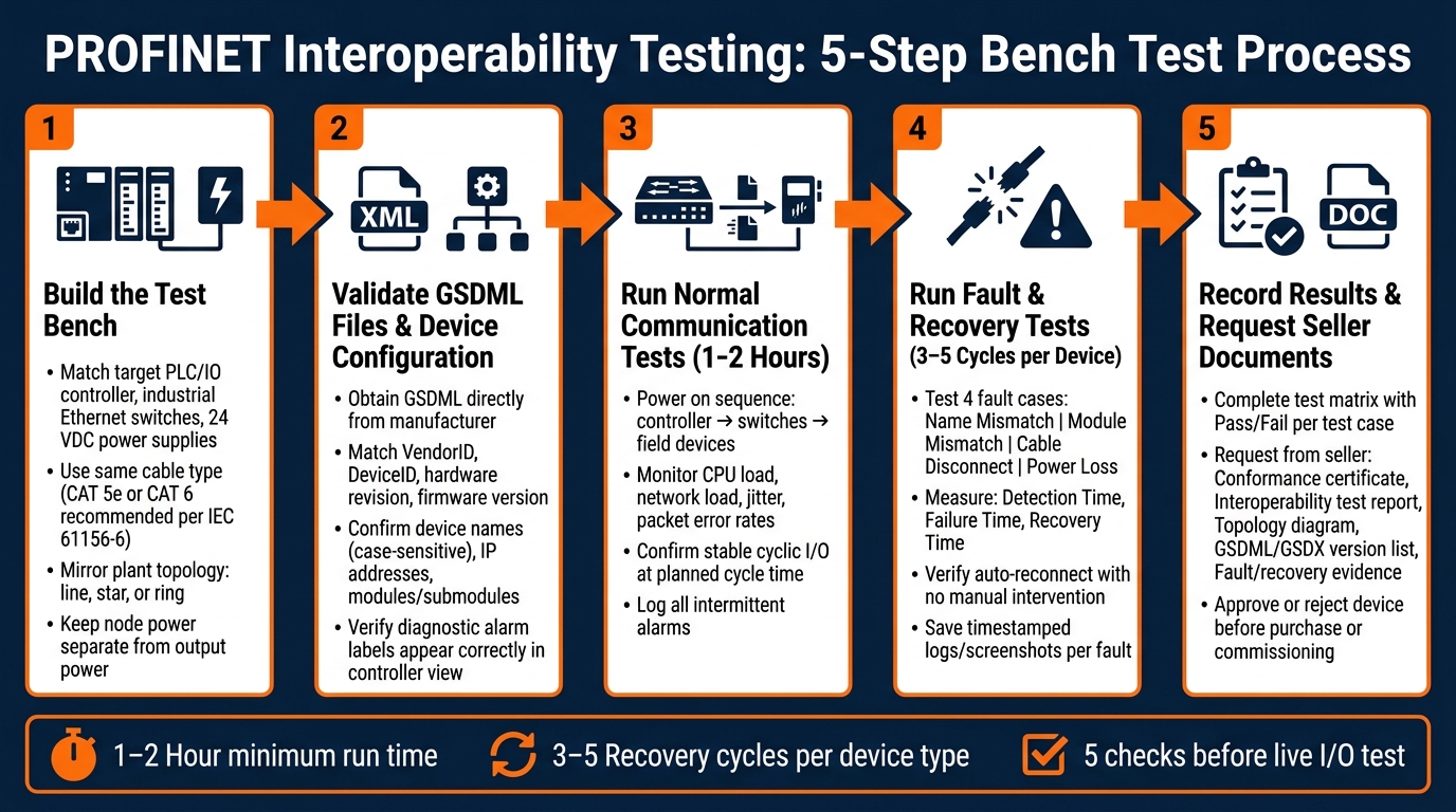PROFINET Interoperability Testing: 5-Step Bench Test Process