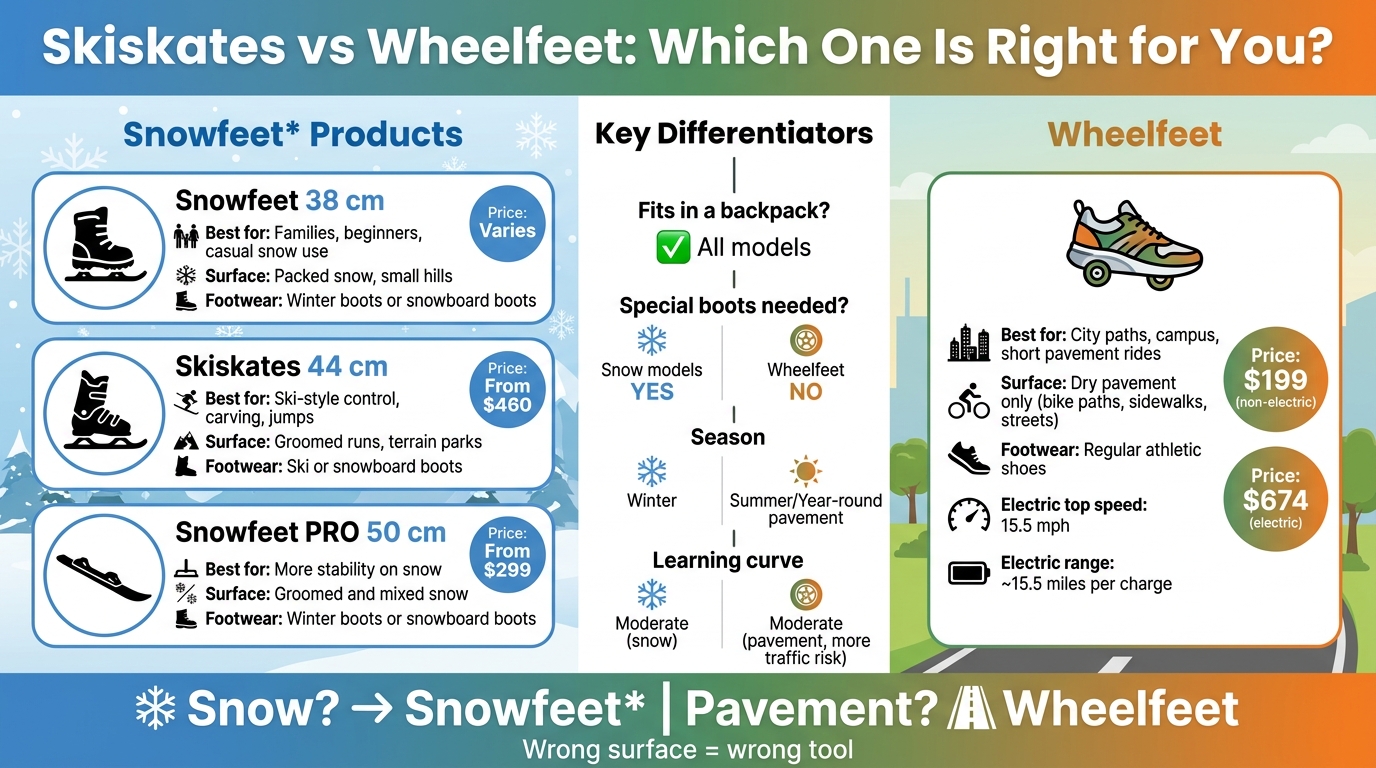 Skiskates vs Wheelfeet: Side-by-Side Comparison Guide