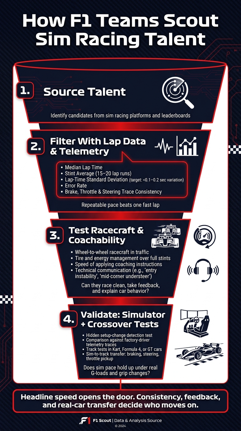 How F1 Teams Scout Sim Racing Talent: The 4-Step Funnel