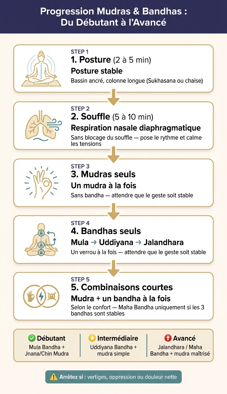 Progression Mudras & Bandhas : Du Débutant à l'Avancé