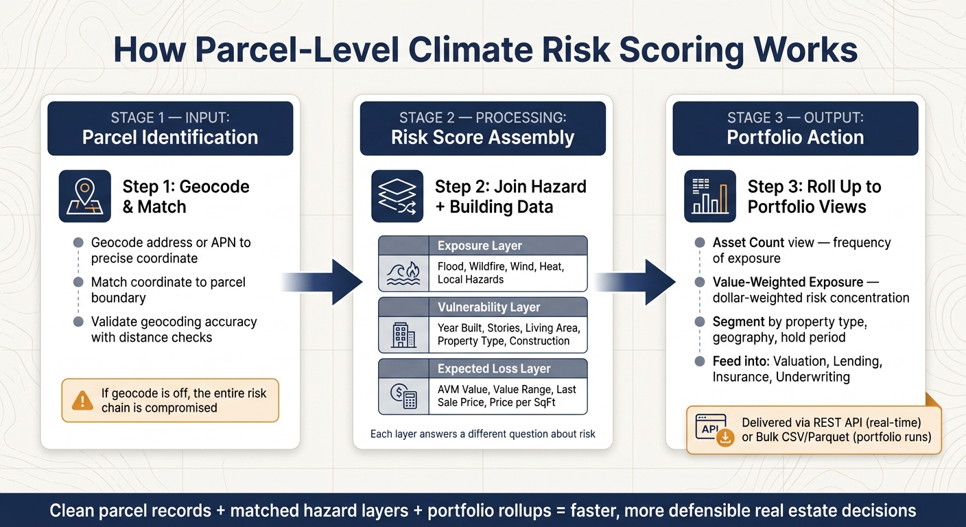 Parcel-Level Climate Risk Scoring: 3-Step Workflow for Real Estate Portfolios