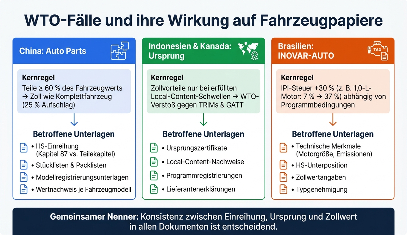 WTO-Fälle & Fahrzeugpapiere: Einreihung, Ursprung und Wert im Überblick