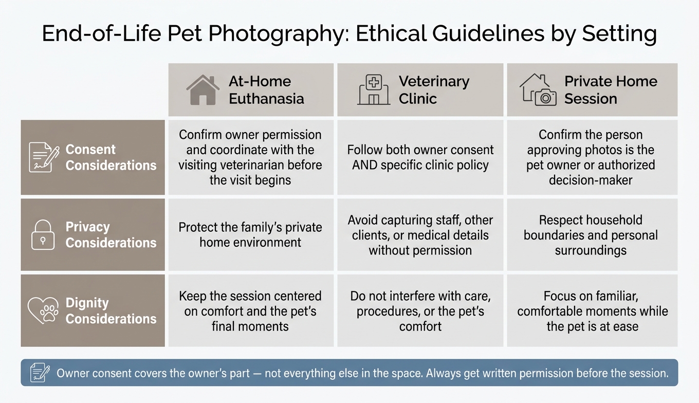 End-of-Life Pet Photography: Ethical Guidelines by Setting