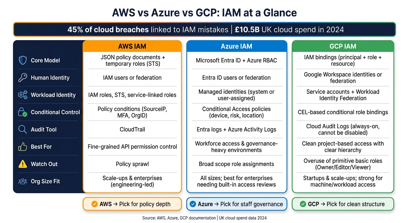 AWS vs Azure vs GCP IAM Feature Comparison 2024