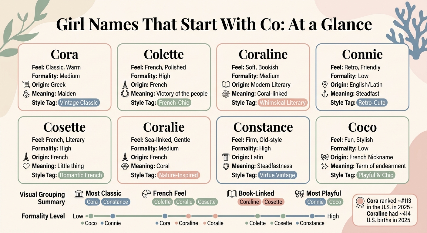 Girl Names Starting With Co: Style & Formality Comparison