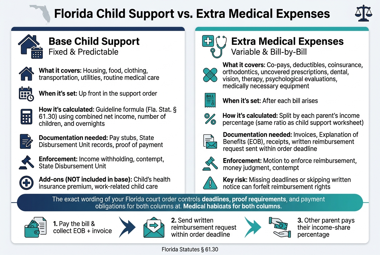 Florida Child Support vs. Extra Medical Expenses: Key Differences