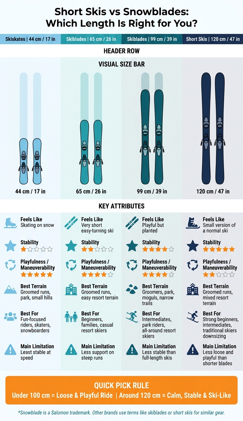 Short Skis vs Snowblades: Size Comparison Guide by Rider Type