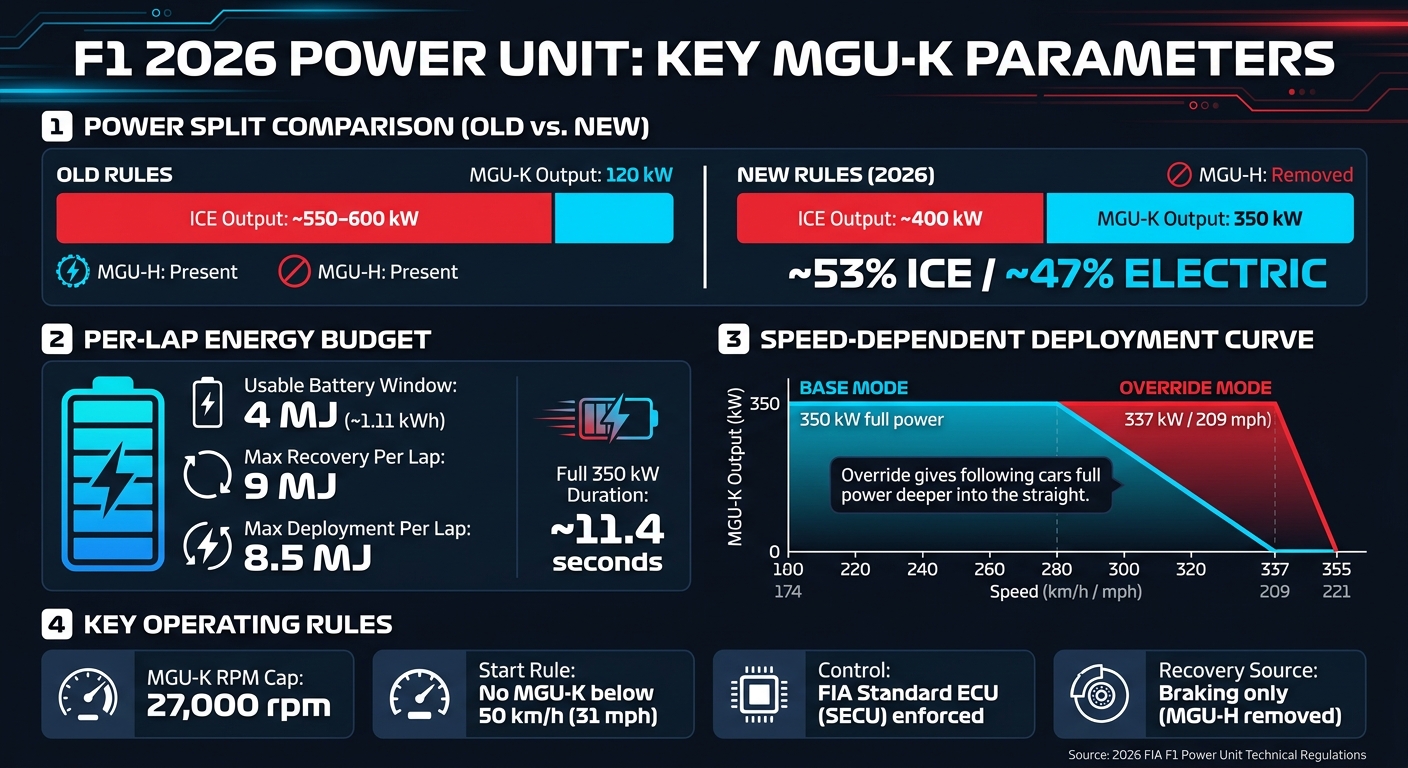 F1 2026 Power Unit: MGU-K Rules & Energy Parameters at a Glance