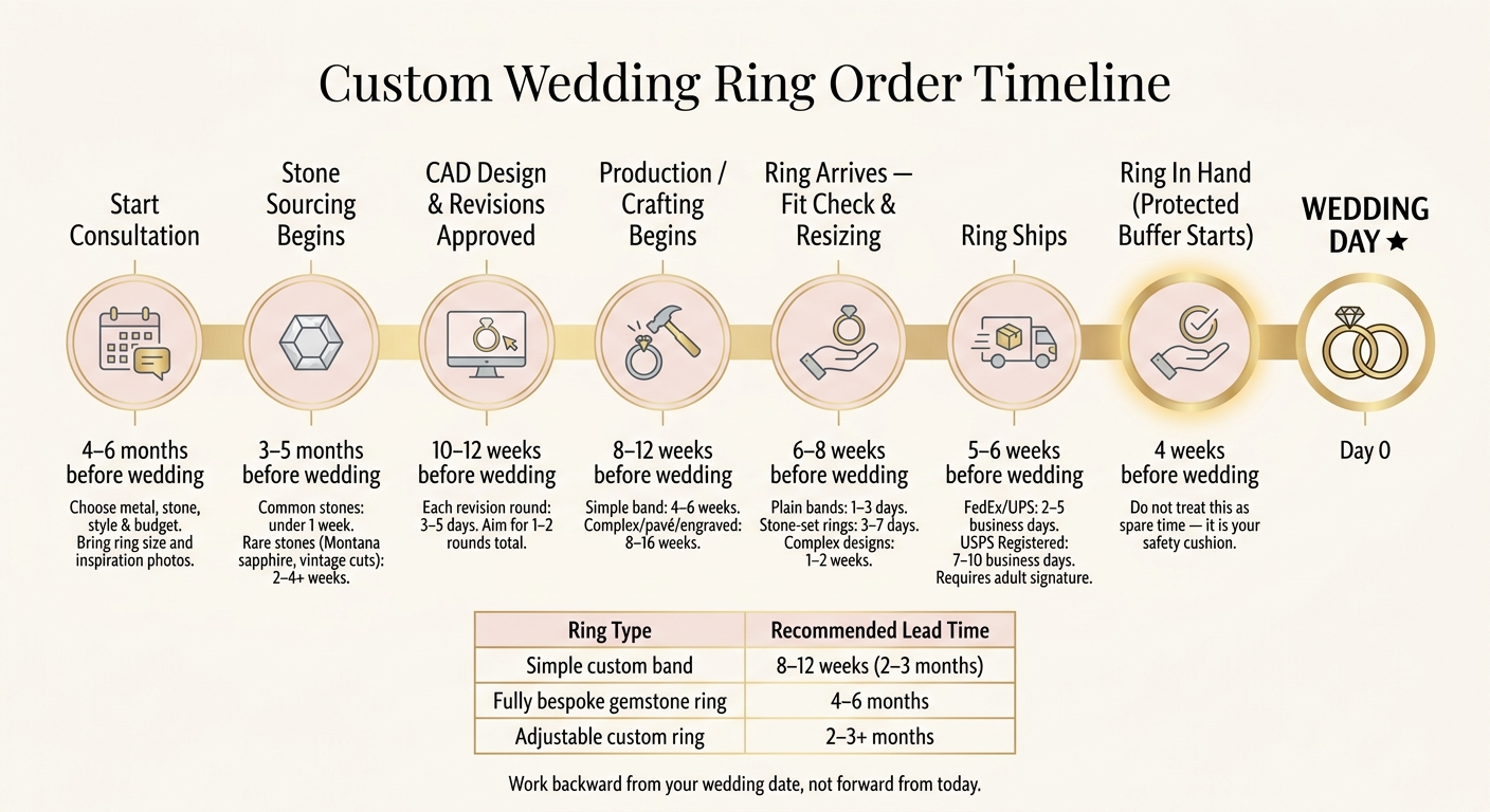 Custom Wedding Ring Order Timeline: When to Start & Key Deadlines