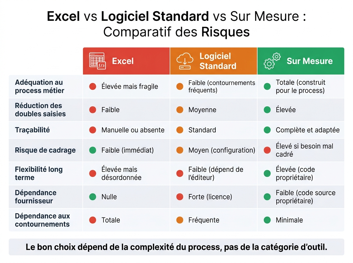 Excel vs Logiciel Standard vs Sur Mesure : Quel Choix Réduit le Risque ?