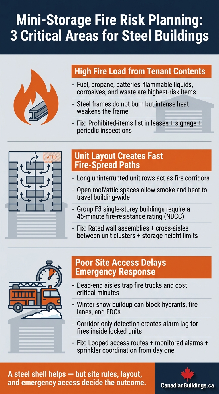 Mini-Storage Fire Risk: 3 Key Planning Areas for Steel Buildings
