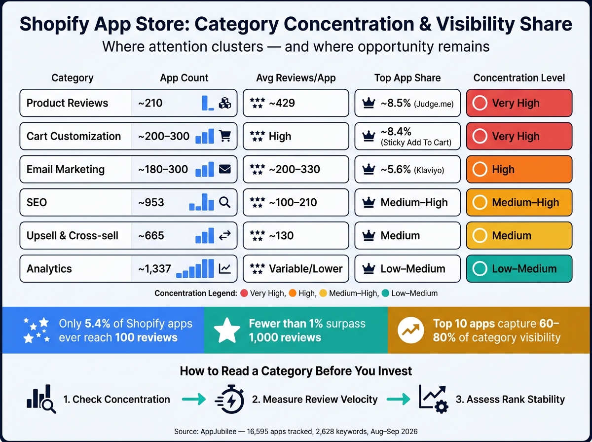 Shopify App Category Visibility: Concentration & Competition Breakdown