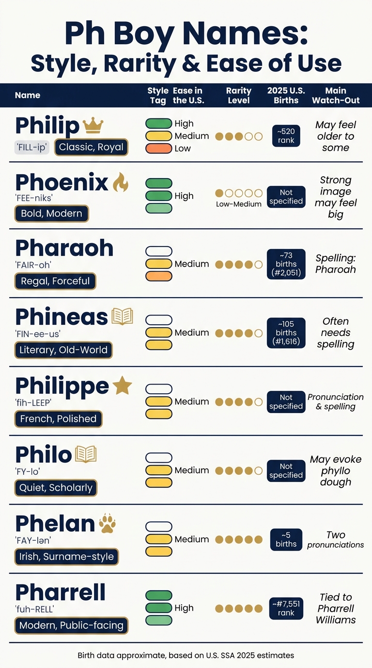 Ph Boy Names Compared: Style, Rarity & Ease of Use