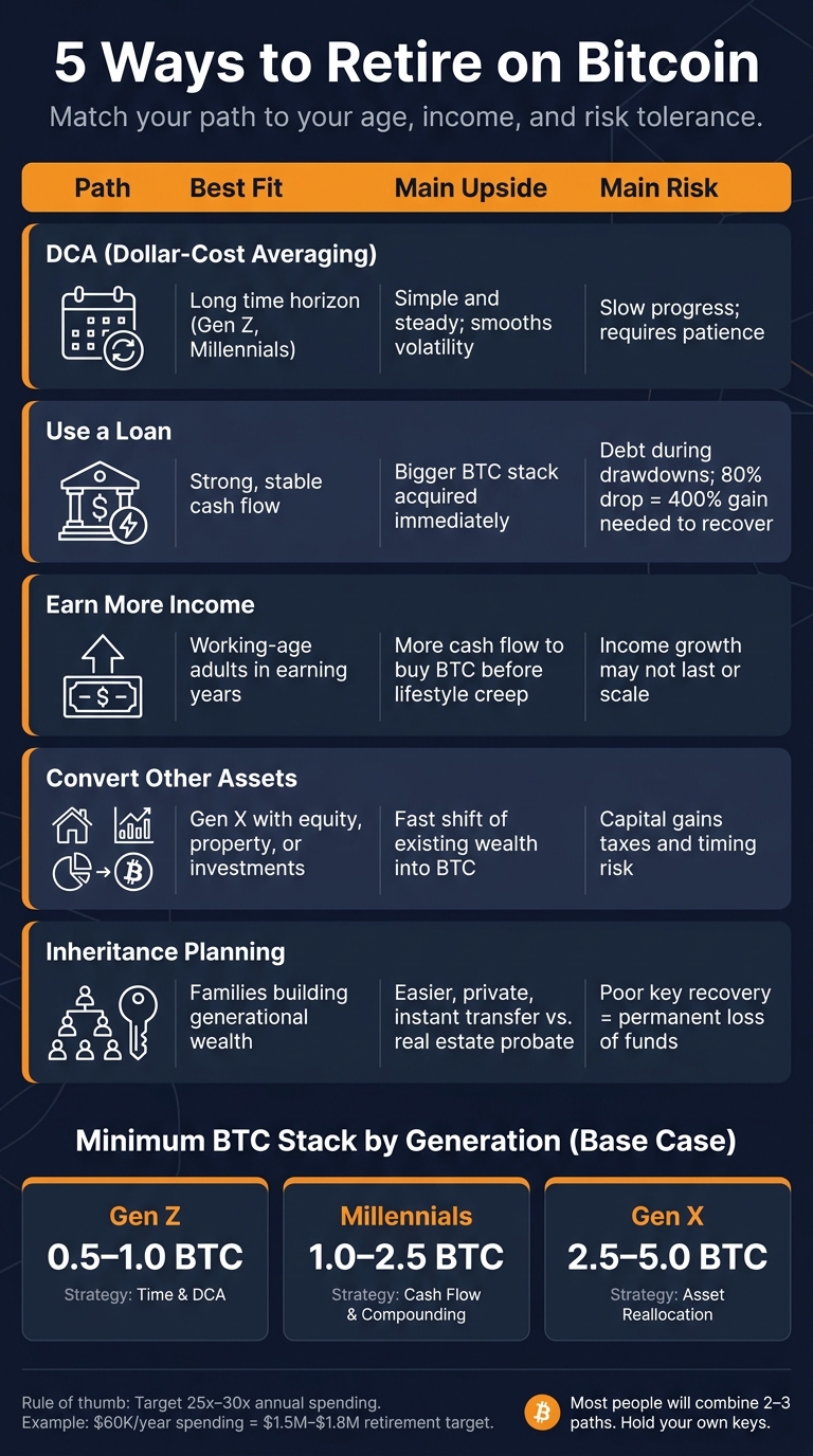 5 Ways to Retire on Bitcoin: Paths, Risks & Best Fit by Age