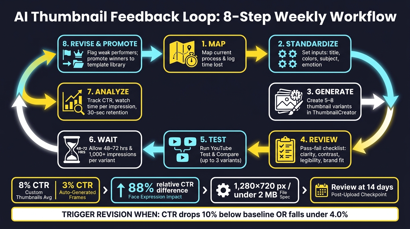 AI Thumbnail Feedback Loop: 8-Step Weekly Workflow