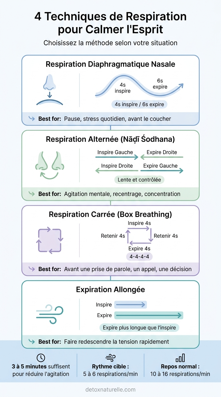 4 Techniques de Respiration pour Calmer l'Esprit : Guide Comparatif