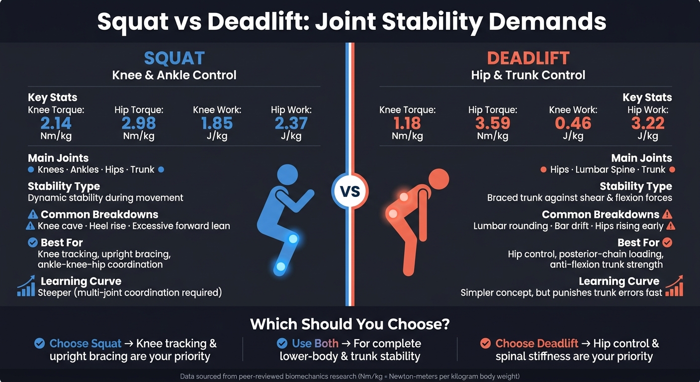 Squat vs Deadlift: Joint Torque & Stability Demands Compared