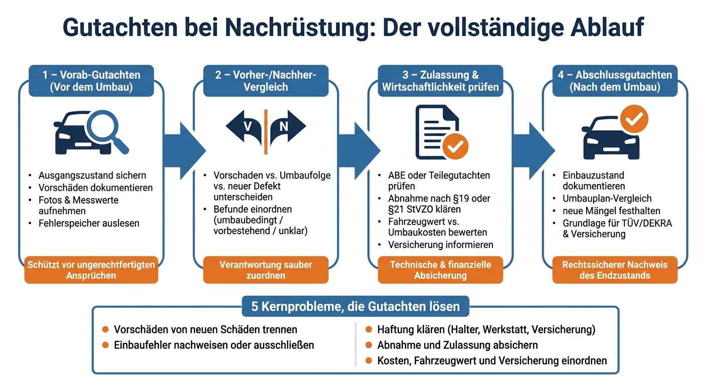 Gutachten bei Nachrüstung: Schritt-für-Schritt-Prozess