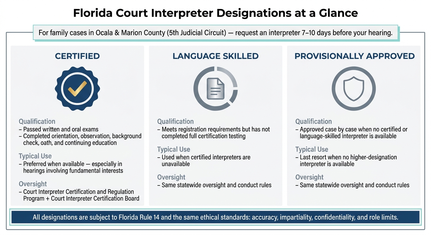 Florida Court Interpreter Designations: Certified vs. Language Skilled vs. Provisionally Approved