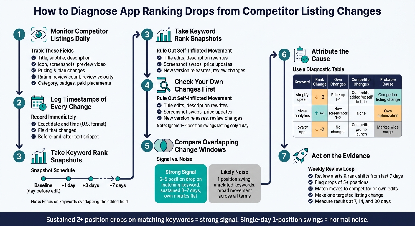 How to Diagnose App Ranking Drops from Competitor Listing Changes