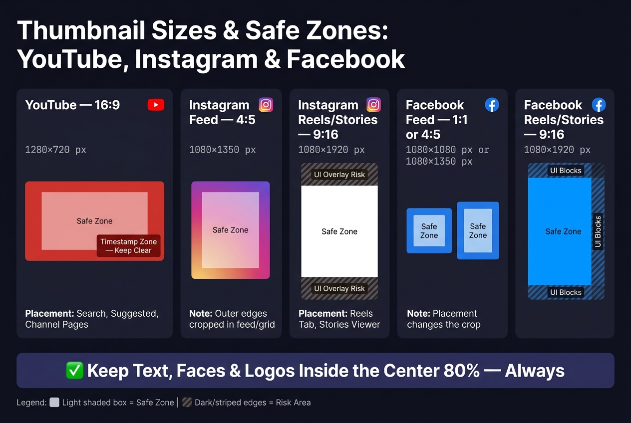 Thumbnail Sizes & Safe Zones for YouTube, Instagram & Facebook