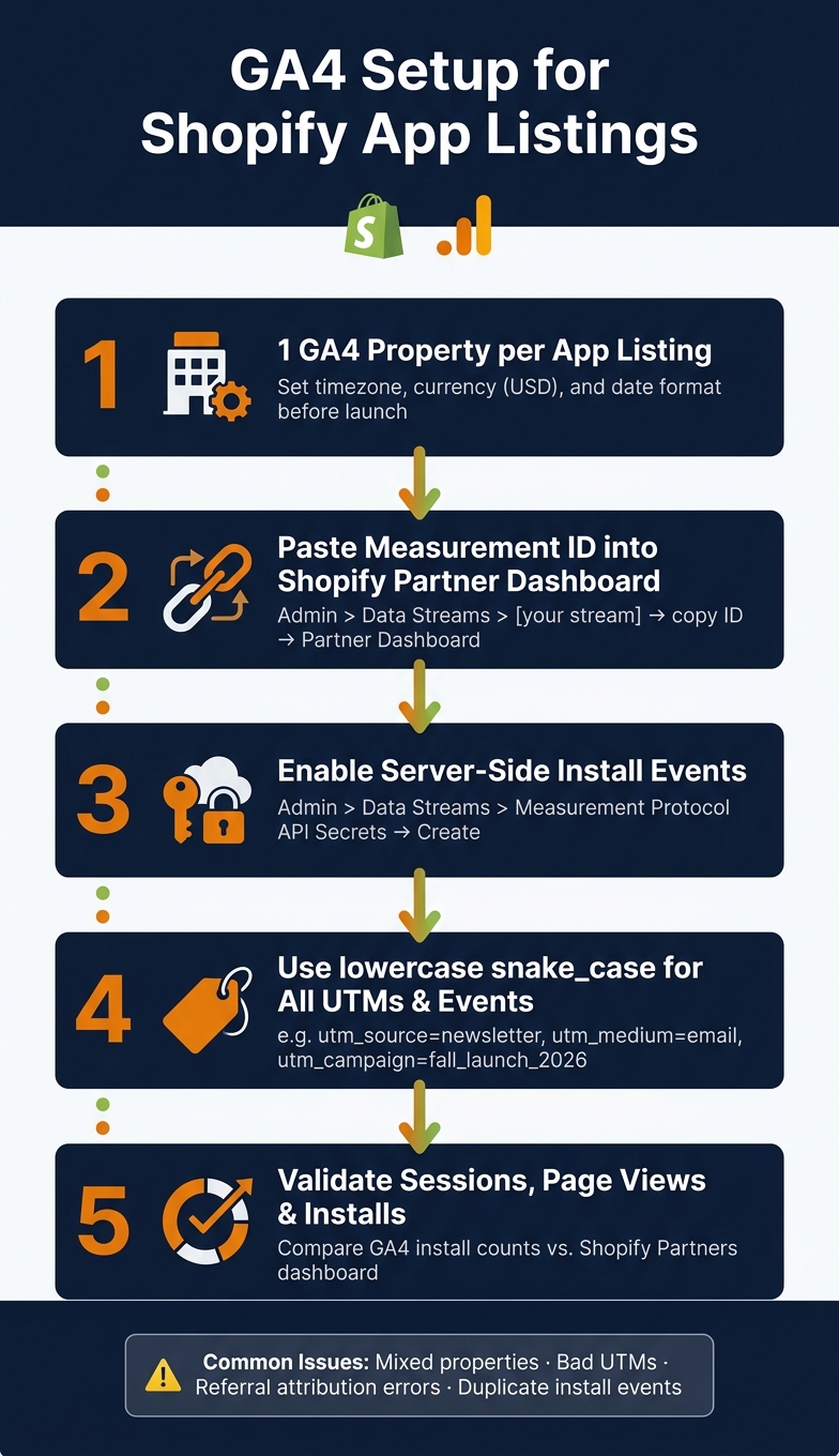 GA4 Setup for Shopify App Listings: 5-Step Checklist